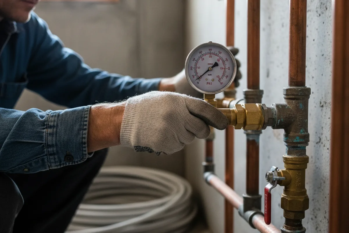 Pressure testing a repaired line during Water Line Repair in Lake Mills